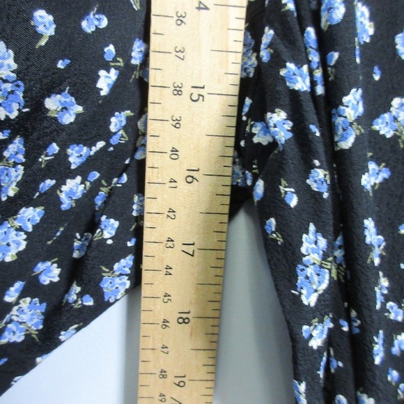 Madewell Petite Ruffle Sleeve Tie-Waist Jumpsuit M Floral Wide Leg Blue Boho 384 - Picture 16 of 16